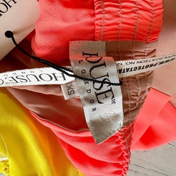 House of CB Margot Wide Leg Pants Size XS Yellow And Neon Coral - Picture 6 of 10